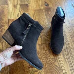 Blondo Isaac Suede Leather Waterproof Heeled Booties/Boots Sz 7.5 Brown